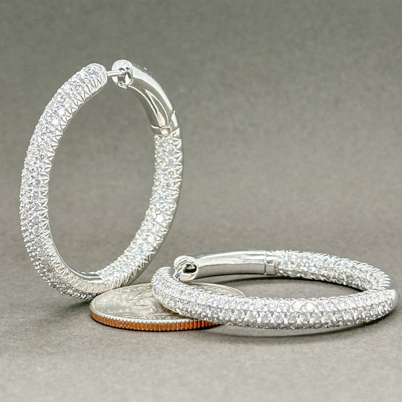 Estate 18K W Gold 2.62ctw G-H/SI1-2 Diamond In & Out Hoop Earrings - Walter Bauman Jewelers