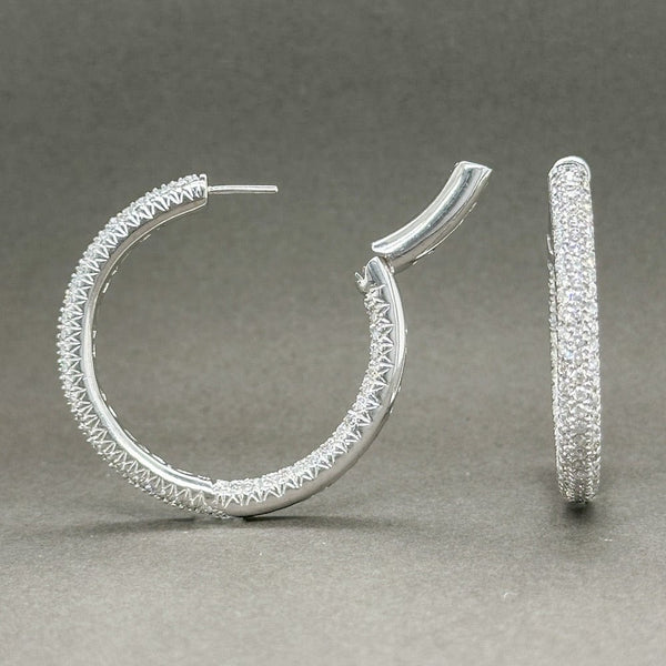 Estate 18K W Gold 2.62ctw G-H/SI1-2 Diamond In & Out Hoop Earrings - Walter Bauman Jewelers