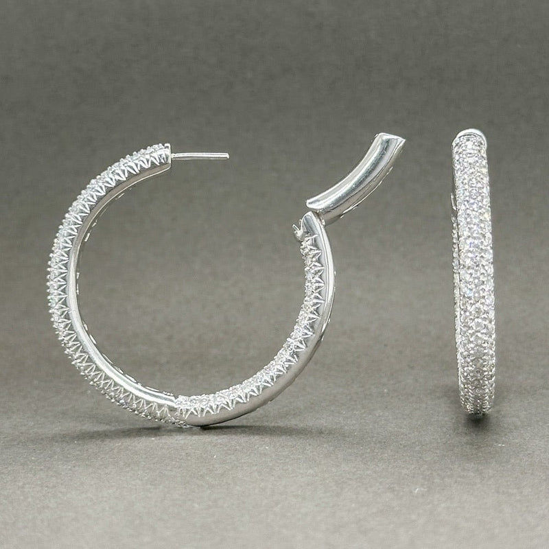 Estate 18K W Gold 2.62ctw G-H/SI1-2 Diamond In & Out Hoop Earrings - Walter Bauman Jewelers