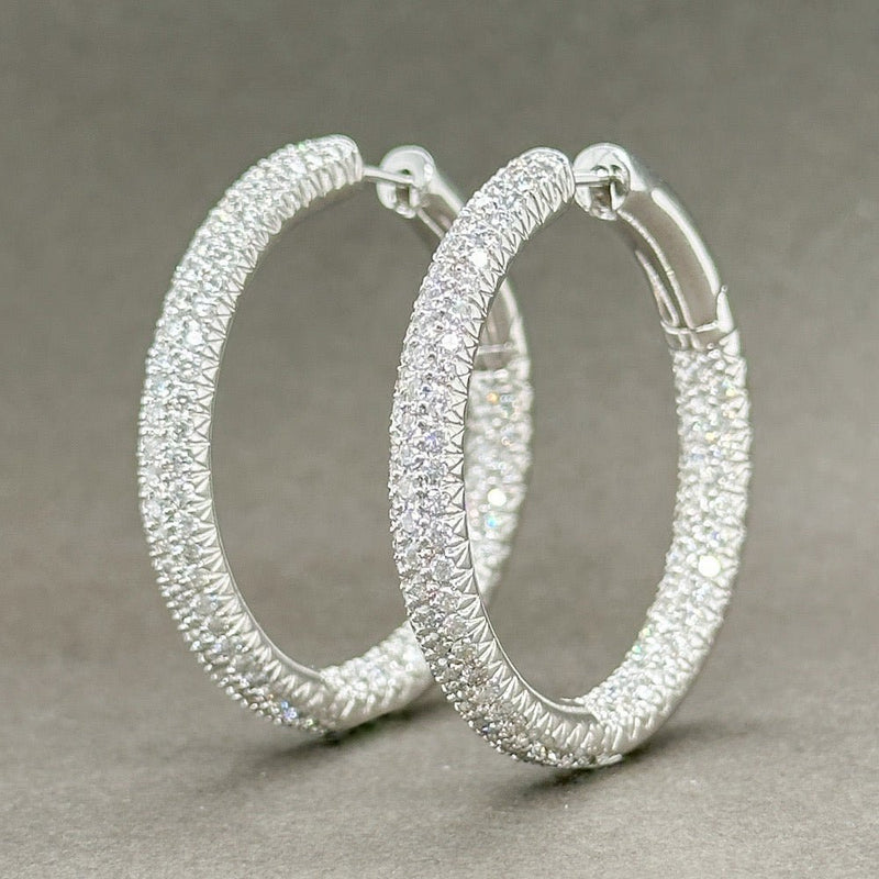 Estate 18K W Gold 2.62ctw G-H/SI1-2 Diamond In & Out Hoop Earrings - Walter Bauman Jewelers