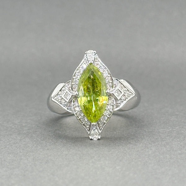 Estate 18K W Gold 2.67ct Peridot & 0.30ctw G - H/SI1 - 2 Diamond Ring - Walter Bauman Jewelers