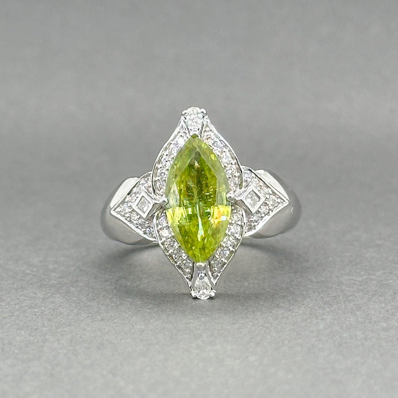 Estate 18K W Gold 2.67ct Peridot & 0.30ctw G - H/SI1 - 2 Diamond Ring - Walter Bauman Jewelers