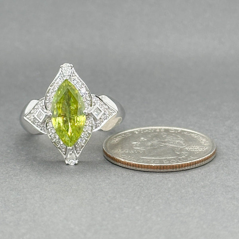 Estate 18K W Gold 2.67ct Peridot & 0.30ctw G - H/SI1 - 2 Diamond Ring - Walter Bauman Jewelers