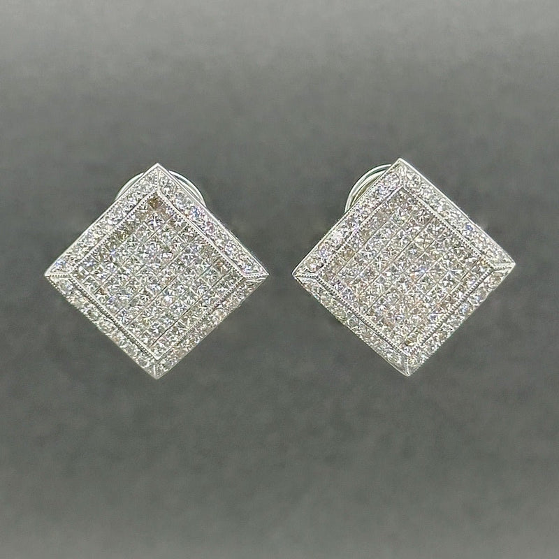 Estate 18K W Gold 2.89ctw G - H/VS2 - SI2 Diamond Cluster Earrings - Walter Bauman Jewelers