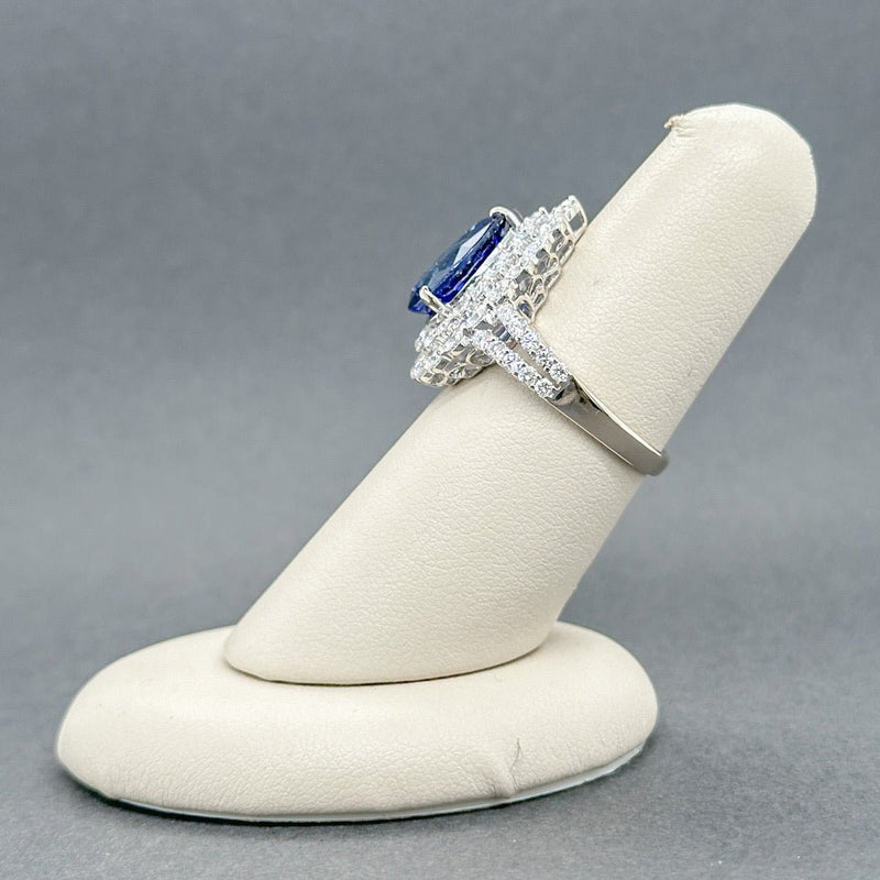 Estate 18K W Gold 3.82ct Lab - Created Sapphire, 1.81ctw G/SI1 - 2 Diamond Ring - Walter Bauman Jewelers