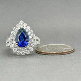 Estate 18K W Gold 3.82ct Lab - Created Sapphire, 1.81ctw G/SI1 - 2 Diamond Ring - Walter Bauman Jewelers