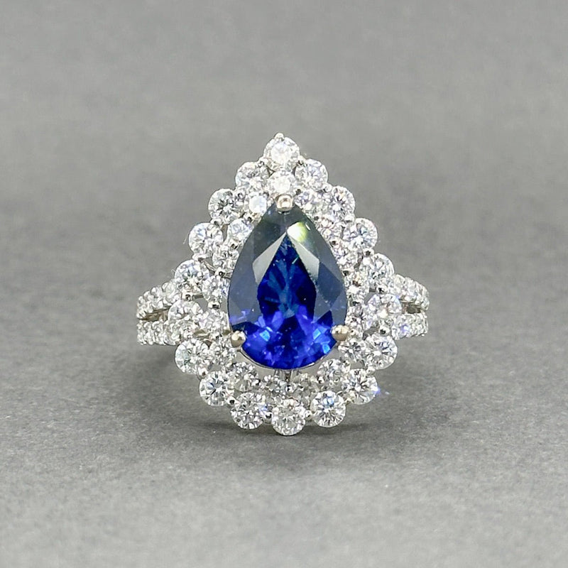 Estate 18K W Gold 3.82ct Lab - Created Sapphire, 1.81ctw G/SI1 - 2 Diamond Ring - Walter Bauman Jewelers