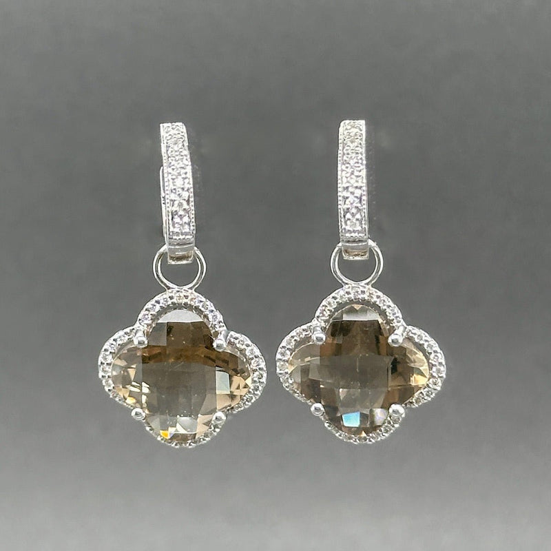 Estate 18K W Gold 8.02ctw Smoky Quartz & 0.20ctw H - I/SI2 - I1 Diamond Dangle Earrings - Walter Bauman Jewelers