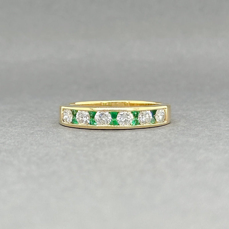 Estate 18K Y Gold 0.12ctw Emerald & 0.51ctw F - G/SI1 Diamond Ring - Walter Bauman Jewelers