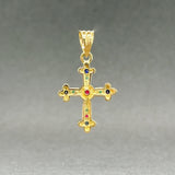 Estate 18K Y Gold 0.15ctw Sapphire, Ruby & Emerald Cross Pendant - Walter Bauman Jewelers