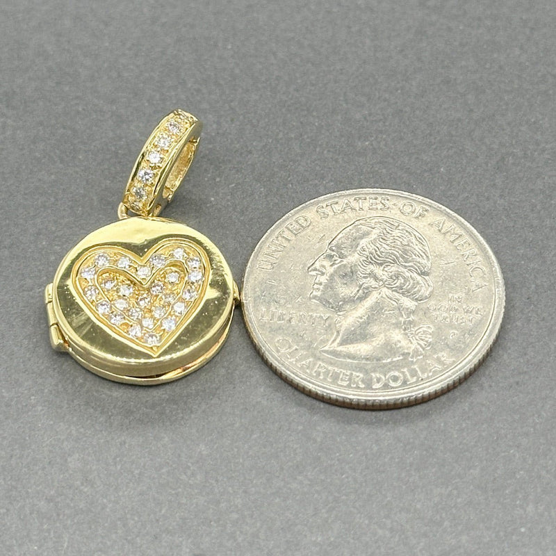 Estate 18K Y Gold 0.26ctw H - I/VS2 Diamond Heart Locket Pendant - Walter Bauman Jewelers