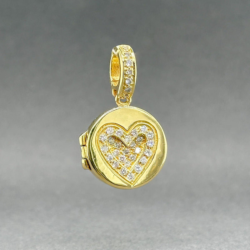 Estate 18K Y Gold 0.26ctw H - I/VS2 Diamond Heart Locket Pendant - Walter Bauman Jewelers