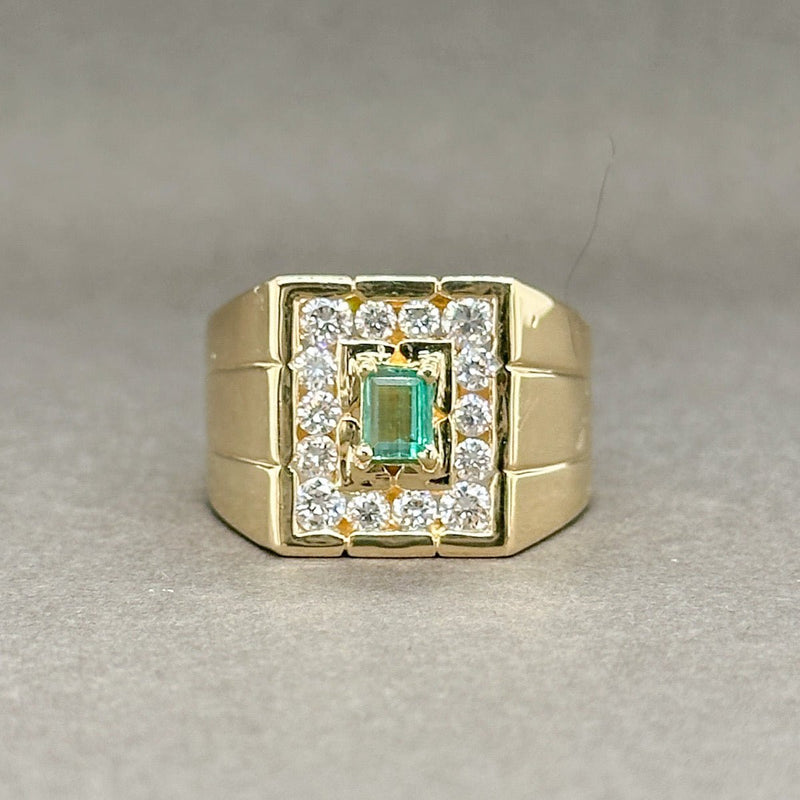 Estate 18K Y Gold 0.35ctw Emerald & 0.54ctw H-J/VS1-SI1 Diamond Ring - Walter Bauman Jewelers