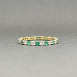 Estate 18K Y Gold 0.60ctw Emerald & 0.63ctw G-H/VS1-2 Diamond Eternity Ring - Walter Bauman Jewelers