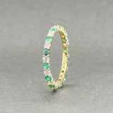 Estate 18K Y Gold 0.60ctw Emerald & 0.63ctw G-H/VS1-2 Diamond Eternity Ring - Walter Bauman Jewelers