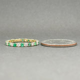 Estate 18K Y Gold 0.60ctw Emerald & 0.63ctw G-H/VS1-2 Diamond Eternity Ring - Walter Bauman Jewelers