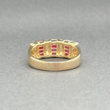 Estate 18K Y Gold 0.60ctw Lab Rubies & 0.35ctw H - I/SI1 - 2 Diamond Ring - Walter Bauman Jewelers