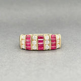 Estate 18K Y Gold 0.60ctw Lab Rubies & 0.35ctw H - I/SI1 - 2 Diamond Ring - Walter Bauman Jewelers