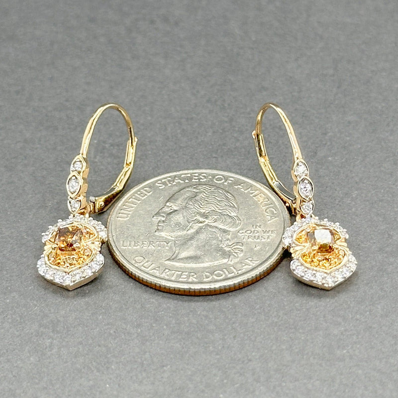 Estate 18K Y Gold 0.70ctw Fancy Orange - Brown - H - I/VS2 - SI1 Diamond Earrings - Walter Bauman Jewelers