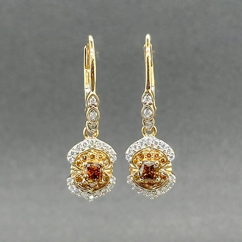 Estate 18K Y Gold 0.70ctw Fancy Orange - Brown - H - I/VS2 - SI1 Diamond Earrings - Walter Bauman Jewelers