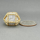 Estate 18K Y Gold 0.95ctw H/SI1 - 2 Diamond Geometric Ring - Walter Bauman Jewelers