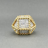 Estate 18K Y Gold 0.95ctw H/SI1 - 2 Diamond Geometric Ring - Walter Bauman Jewelers