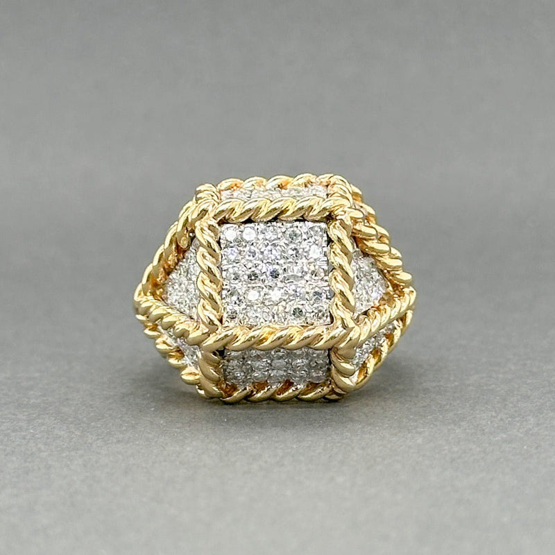 Estate 18K Y Gold 0.95ctw H/SI1 - 2 Diamond Geometric Ring - Walter Bauman Jewelers