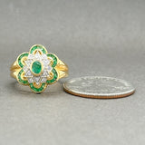 Estate 18K Y Gold 1.08ctw Emerald & 0.16ctw H-I/SI1-2 Diamond Ring - Walter Bauman Jewelers