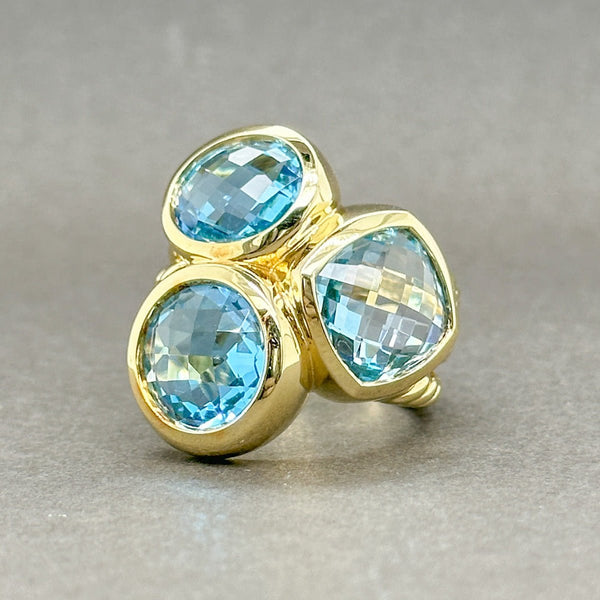 Estate 18K Y Gold 12.45ctw Blue Topaz Cocktail Ring - Walter Bauman Jewelers