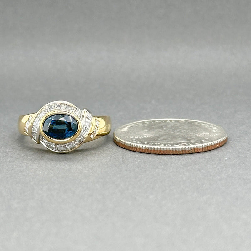 Estate 18K Y Gold 1.36ct Sapphire & 0.81ctw F - G/SI1 - 2 Diamond Ring - Walter Bauman Jewelers