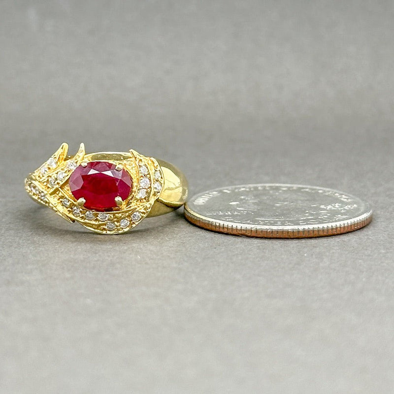 Estate 18K Y Gold 1.37ct Ruby & 0.20ctw H-I/VS1-2 Diamond Ring - Walter Bauman Jewelers