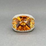 Estate 18K Y Gold 14.89ctw Citrine & 0.36ctw G - I/VS2 - SI2 Diamond Cocktail Ring - Walter Bauman Jewelers