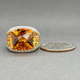 Estate 18K Y Gold 14.89ctw Citrine & 0.36ctw G - I/VS2 - SI2 Diamond Cocktail Ring - Walter Bauman Jewelers