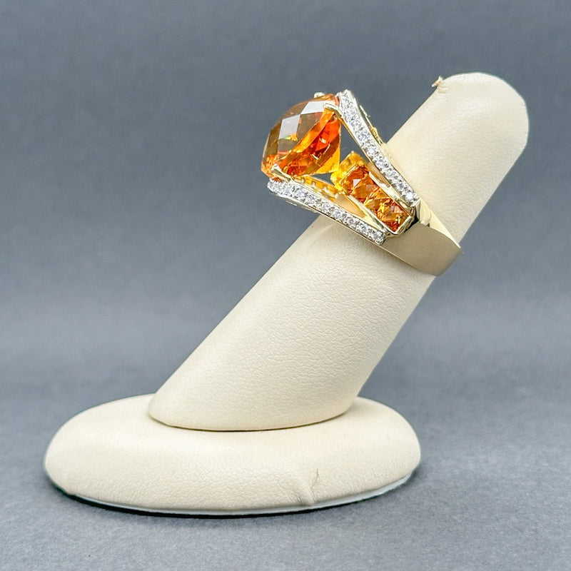 Estate 18K Y Gold 14.89ctw Citrine & 0.36ctw G - I/VS2 - SI2 Diamond Cocktail Ring - Walter Bauman Jewelers