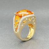 Estate 18K Y Gold 14.89ctw Citrine & 0.36ctw G - I/VS2 - SI2 Diamond Cocktail Ring - Walter Bauman Jewelers