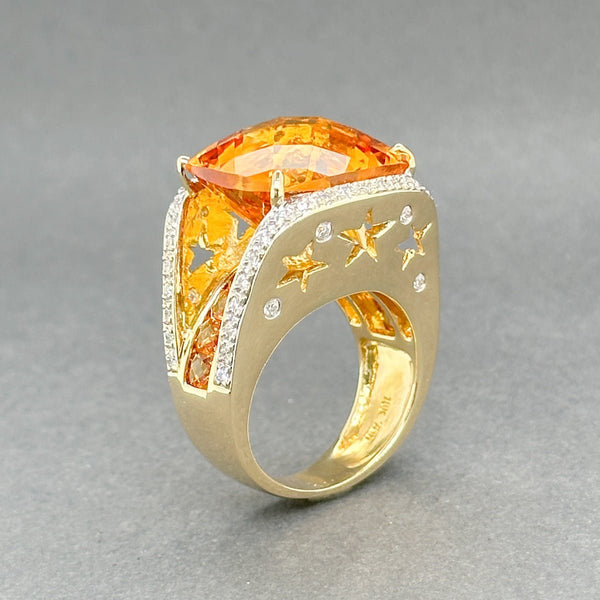 Estate 18K Y Gold 14.89ctw Citrine & 0.36ctw G - I/VS2 - SI2 Diamond Cocktail Ring - Walter Bauman Jewelers