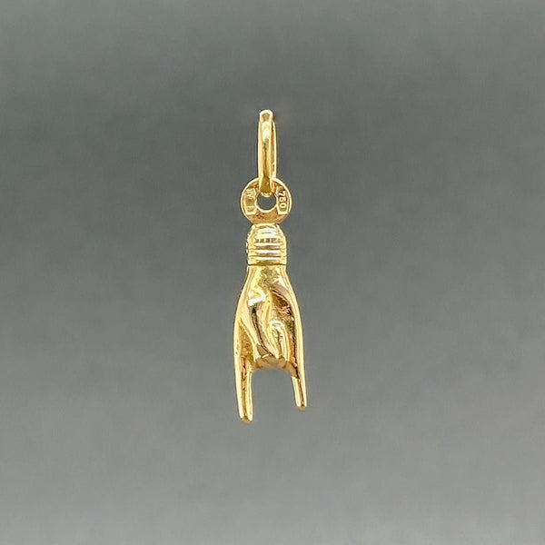 Estate 18K Y Gold 18.5mm Italian Mano Cornuto Pendant - Walter Bauman Jewelers