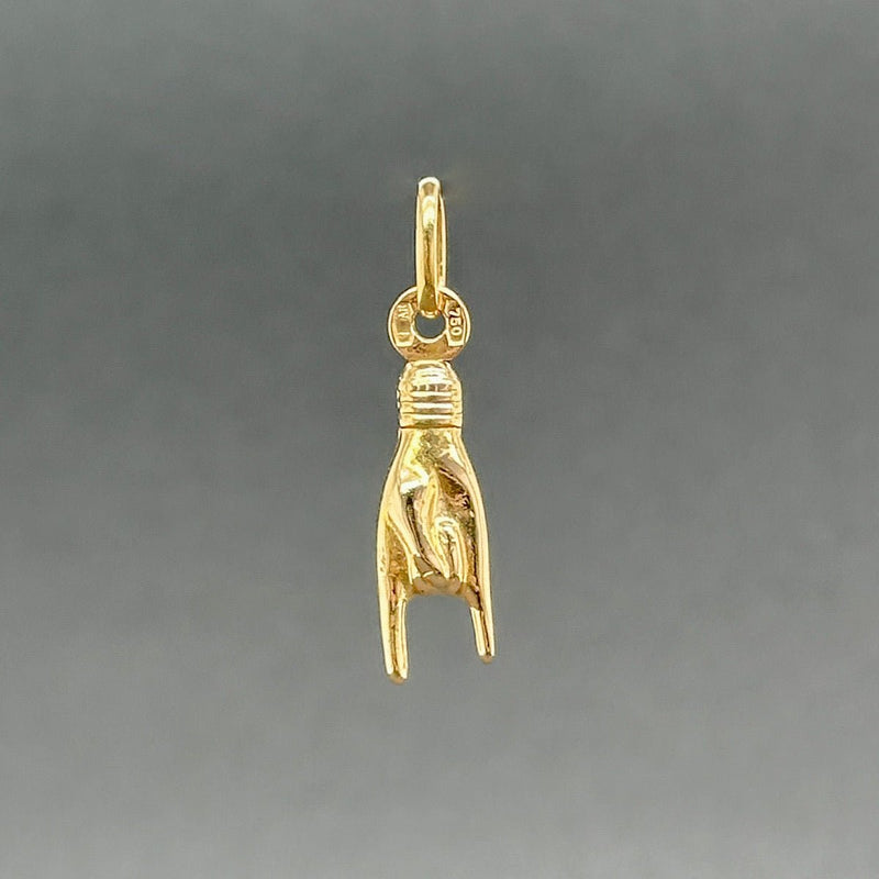 Estate 18K Y Gold 18.5mm Italian Mano Cornuto Pendant - Walter Bauman Jewelers