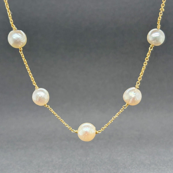 Estate 18K Y Gold 20” Pearl Tincup Necklace - Walter Bauman Jewelers