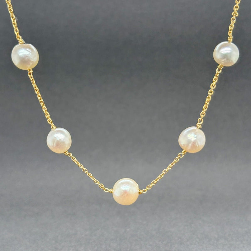 Estate 18K Y Gold 20” Pearl Tincup Necklace - Walter Bauman Jewelers