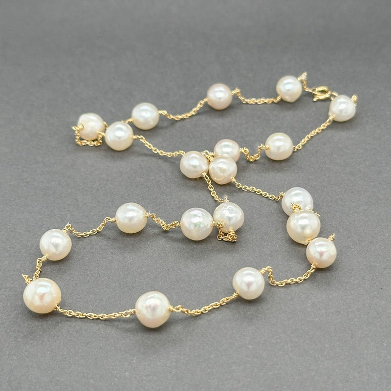 Estate 18K Y Gold 20” Pearl Tincup Necklace - Walter Bauman Jewelers