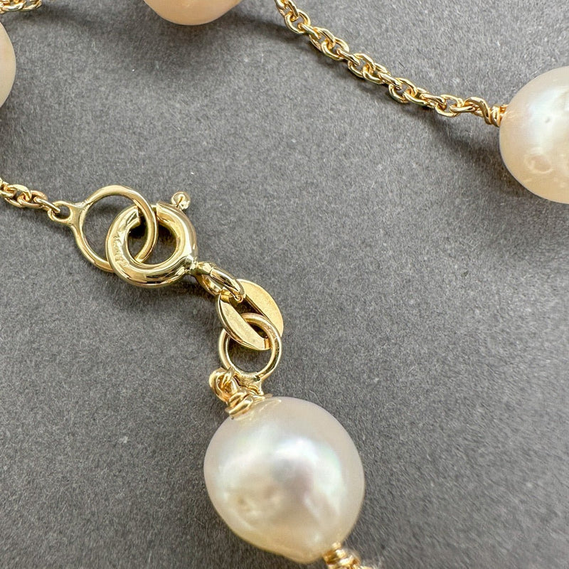 Estate 18K Y Gold 20” Pearl Tincup Necklace - Walter Bauman Jewelers