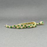 Estate 18K Y Gold 2.24ctw Emerald & 2.29ctw I - J/SI1 - 2 Diamond Line Bracelet - Walter Bauman Jewelers