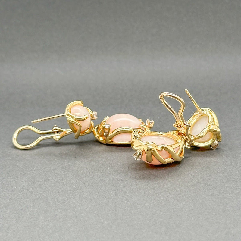 Estate 18K Y Gold 23.71ctw Coral & 0.17ctw H - I/SI1 - 2 Diamond Earrings - Walter Bauman Jewelers