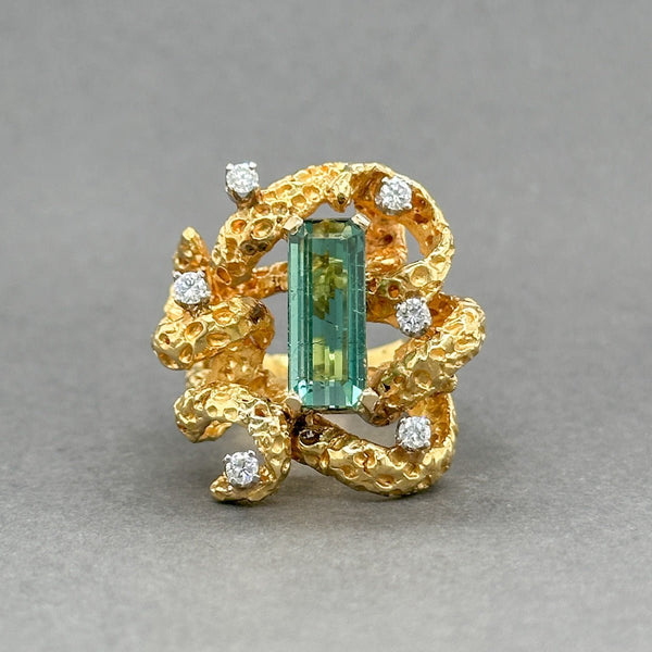 Estate 18K Y Gold 2.55ct Tourmaline & 0.28ctw Diamond Cocktail Ring - Walter Bauman Jewelers