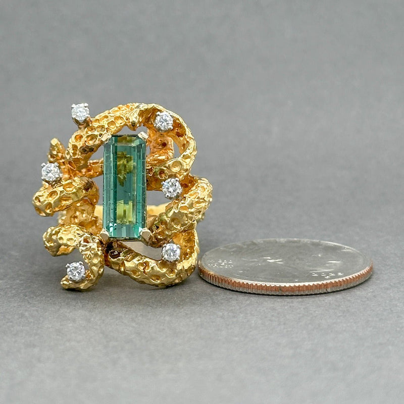 Estate 18K Y Gold 2.55ct Tourmaline & 0.28ctw Diamond Cocktail Ring - Walter Bauman Jewelers