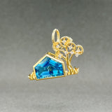 Estate 18K Y Gold 3.35ct Blue Topaz & 0.10ctw G-H/SI1-2 Diamond Pin/Pendant - Walter Bauman Jewelers