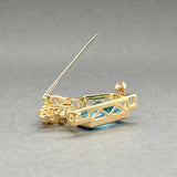 Estate 18K Y Gold 3.35ct Blue Topaz & 0.10ctw G-H/SI1-2 Diamond Pin/Pendant - Walter Bauman Jewelers