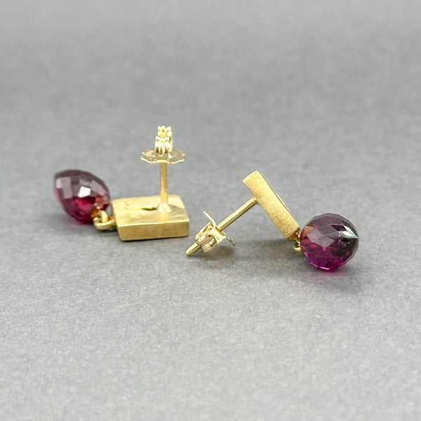 Estate 18K Y Gold 3.70ctw Garnet Drop Earrings - Walter Bauman Jewelers