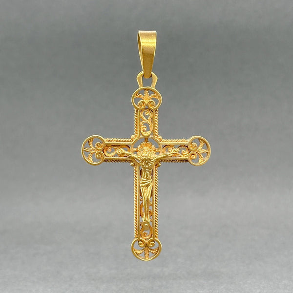 Estate 18K Y Gold 52.70mm Crucifix Pendant - Walter Bauman Jewelers